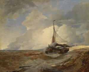 Barco de pesca en peligro de Andreas Achenbach